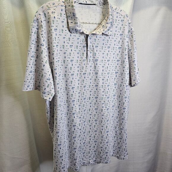 Obla White Golf Performance Polo Shirt Size Large - Picture 9 of 10